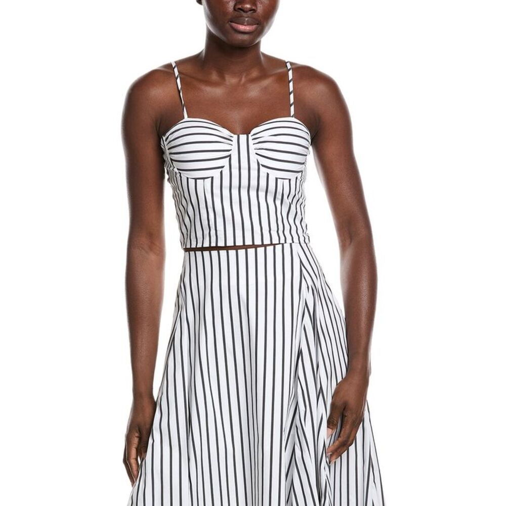 Gracia Womens  Striped Bralette Top, White